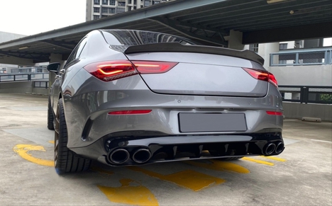 MERCEDES W118 CLA 2019-2022 IÇIN UYUMLU CLA45 DIFUZOR &amp; EGZOZ SETI (SIYAH EGZOZ ILE)
